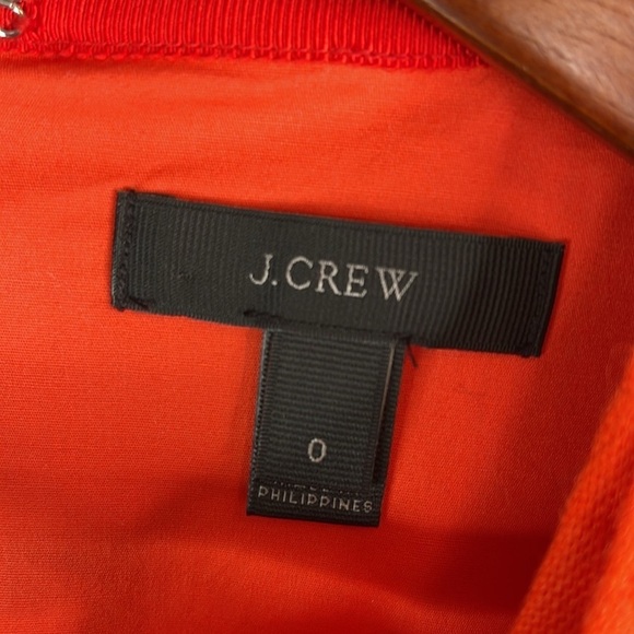 J. CREW Drape Knot Linen Hibiscus Orange Dress Sleeveless Lined Midi Sheath 0 - Picture 9 of 13